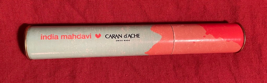 Photo of tube of India Mahdavi Caran d’Ache Swiss-Made Pen.