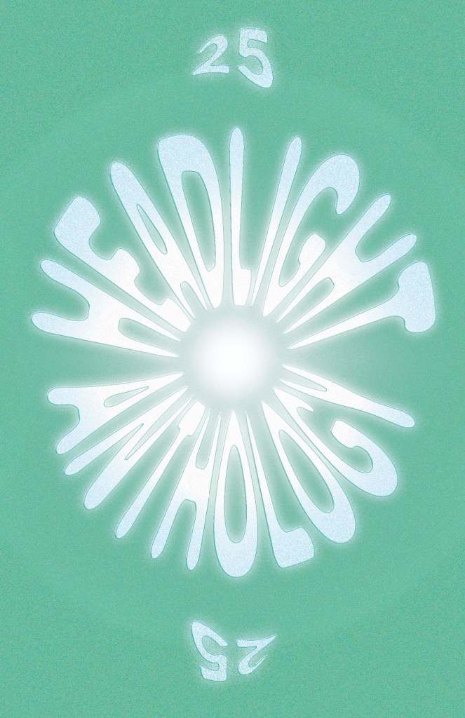 Issue cover featuring the title "headlight 25" written in a circular form, with light shining from the center.